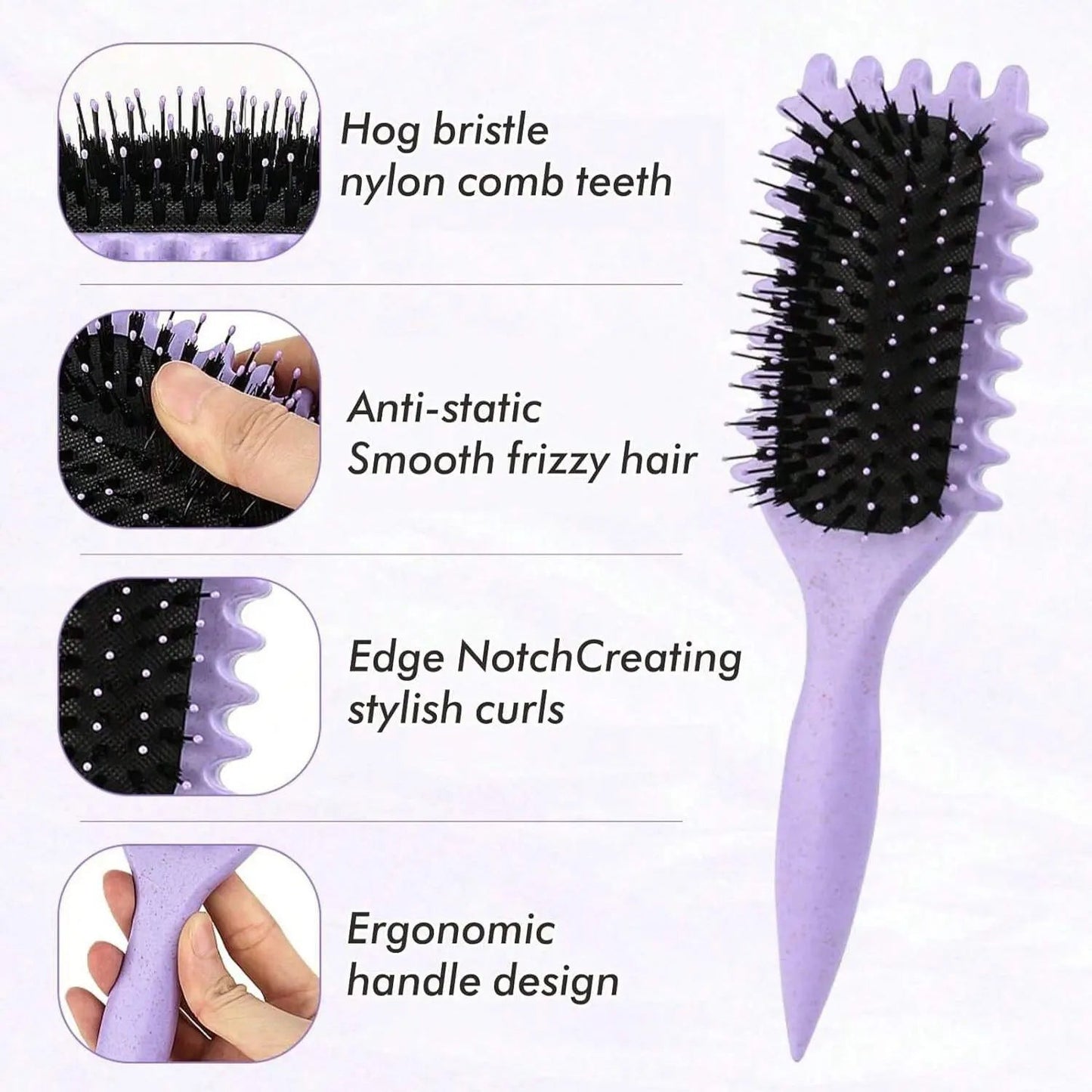 Curls Define Styling Brush Boar Bristle Detangling Hair Brush Tangled Hair Comb Shaping Defining Curls Barber Salon Styling Tool