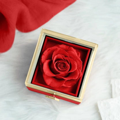 Eternally Preserved Rotating Rose Box - W/ Engraved Heart Necklace